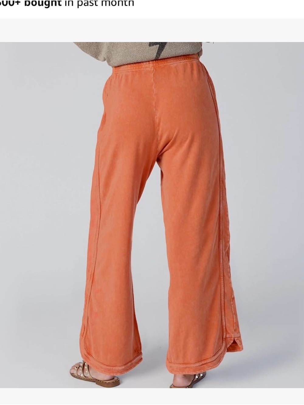 Relaxed Wide-Leg Drawstring Pants - Rust Orange - Picture 3 of 8